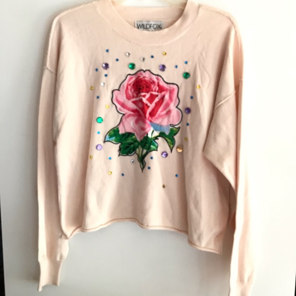 Wildfox Sweaters - Wildfox Rhinestone Rose  Sweater SZ S NWT